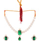 Jewels Nest Kundan Inspired Pearl and Green Stone Bridal Necklace - Swadesiicart