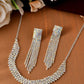 Jewels Nest Silver-Toned Crystal-Studded Multi-Layer Statement Choker - Swadesiicart