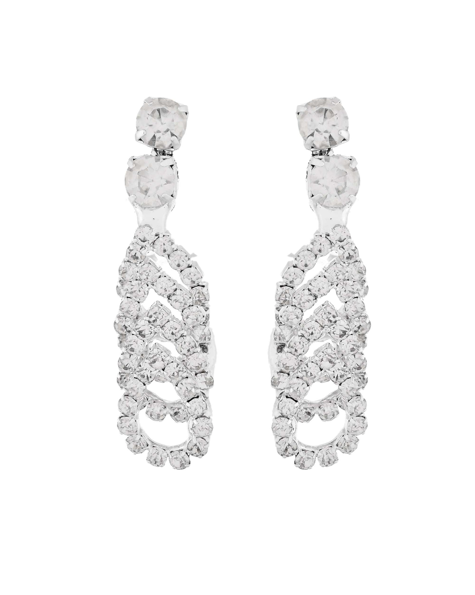 Jewels Nest Crystal-Studded Sparkling Statement Necklace & Earrings Set - Swadesiicart