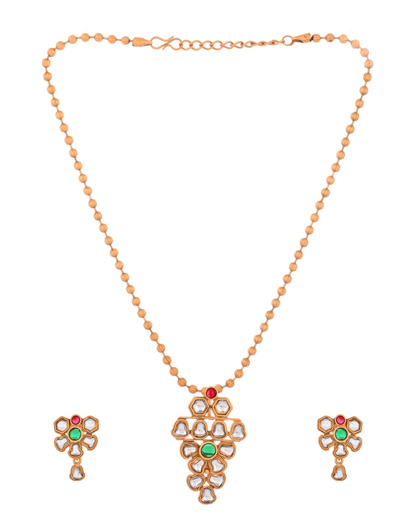 Jewels Nest Traditional Kundan Gold-Plated Jewellery Set with Mangalsutra & Earrings - Swadesiicart