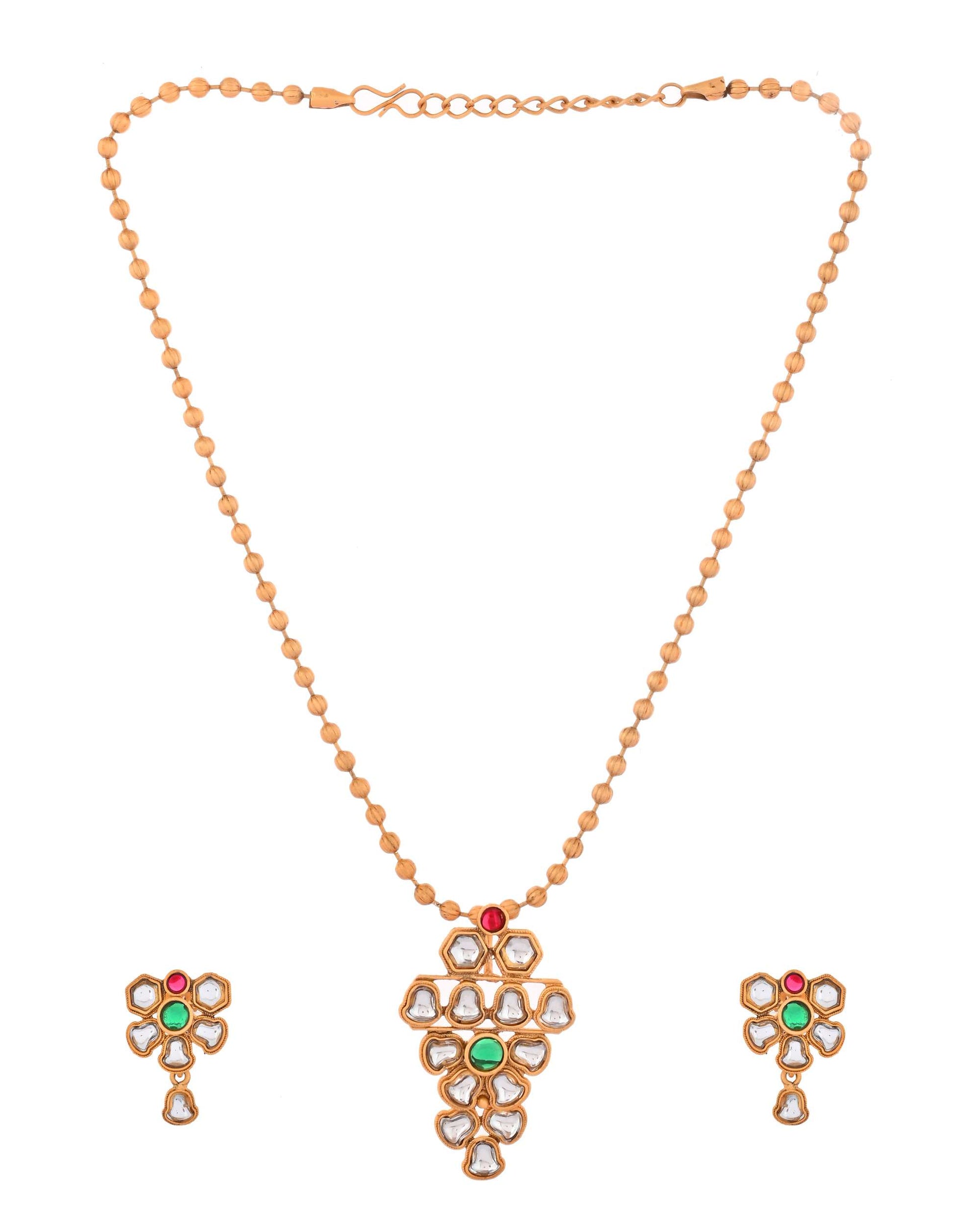 Jewels Nest Traditional Kundan Gold-Plated Jewellery Set with Mangalsutra & Earrings - Swadesiicart
