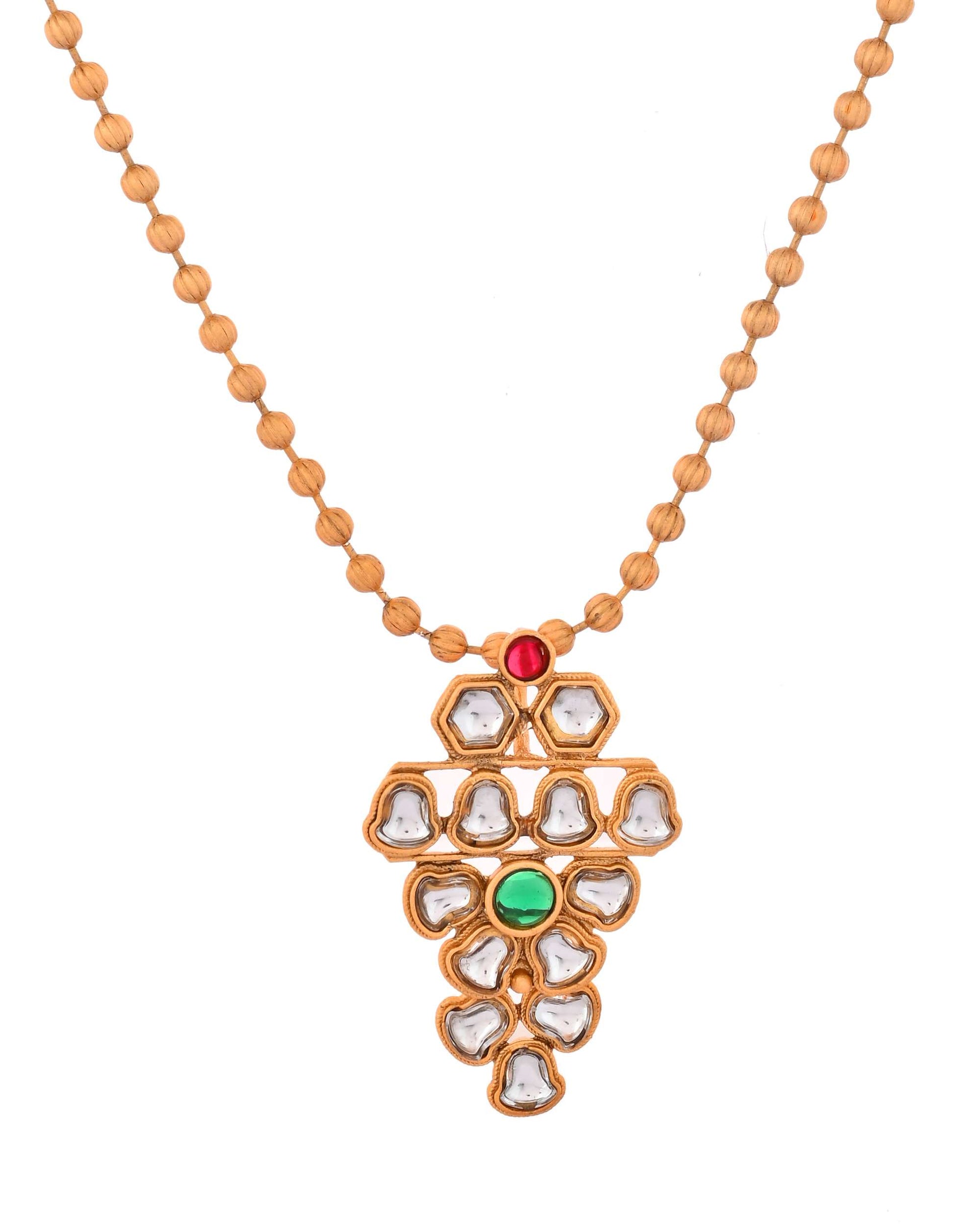 Jewels Nest Traditional Kundan Gold-Plated Jewellery Set with Mangalsutra & Earrings - Swadesiicart