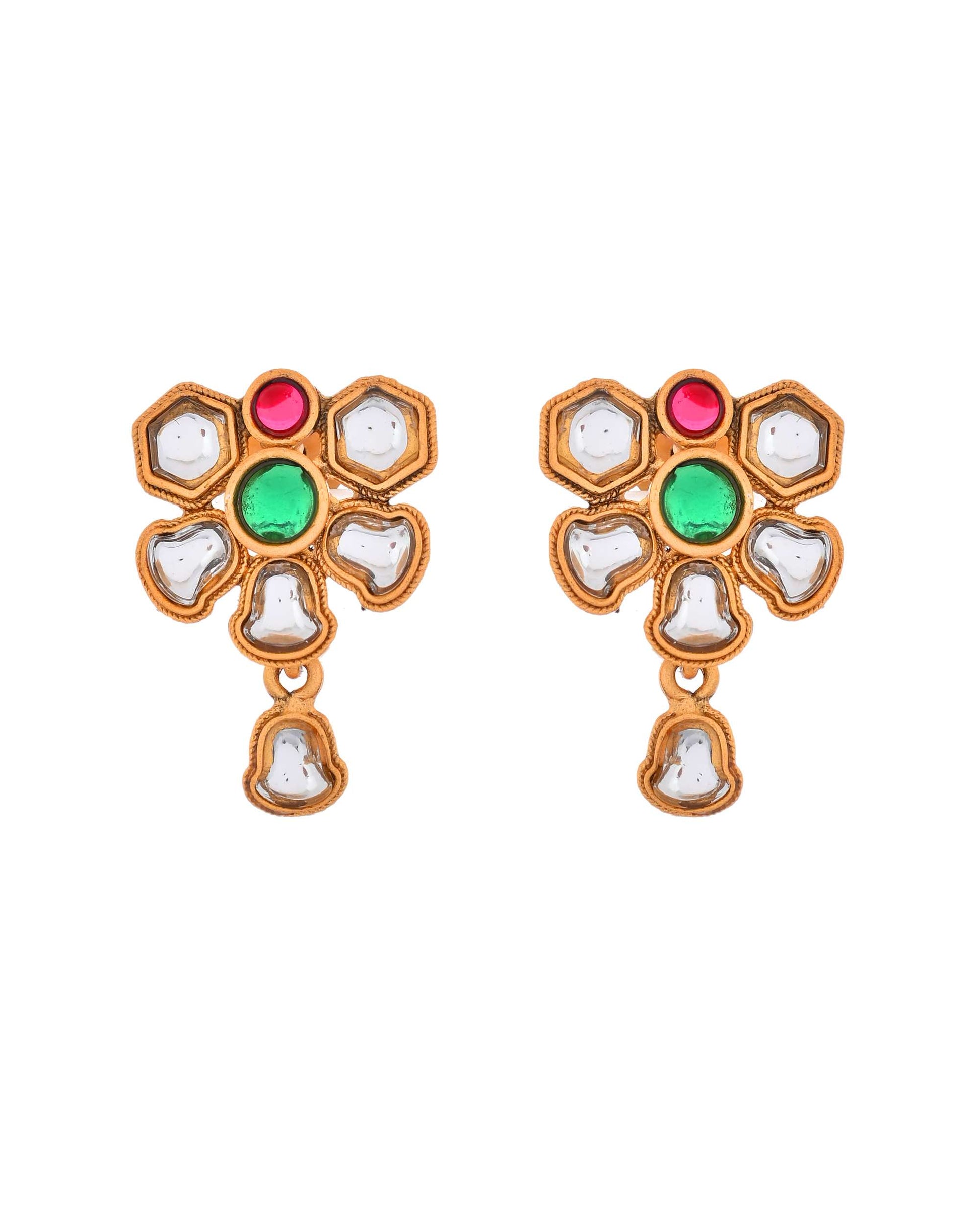 Jewels Nest Traditional Kundan Gold-Plated Jewellery Set with Mangalsutra & Earrings - Swadesiicart