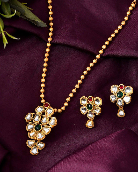 Jewels Nest Traditional Kundan Gold-Plated Jewellery Set with Mangalsutra & Earrings - Swadesiicart