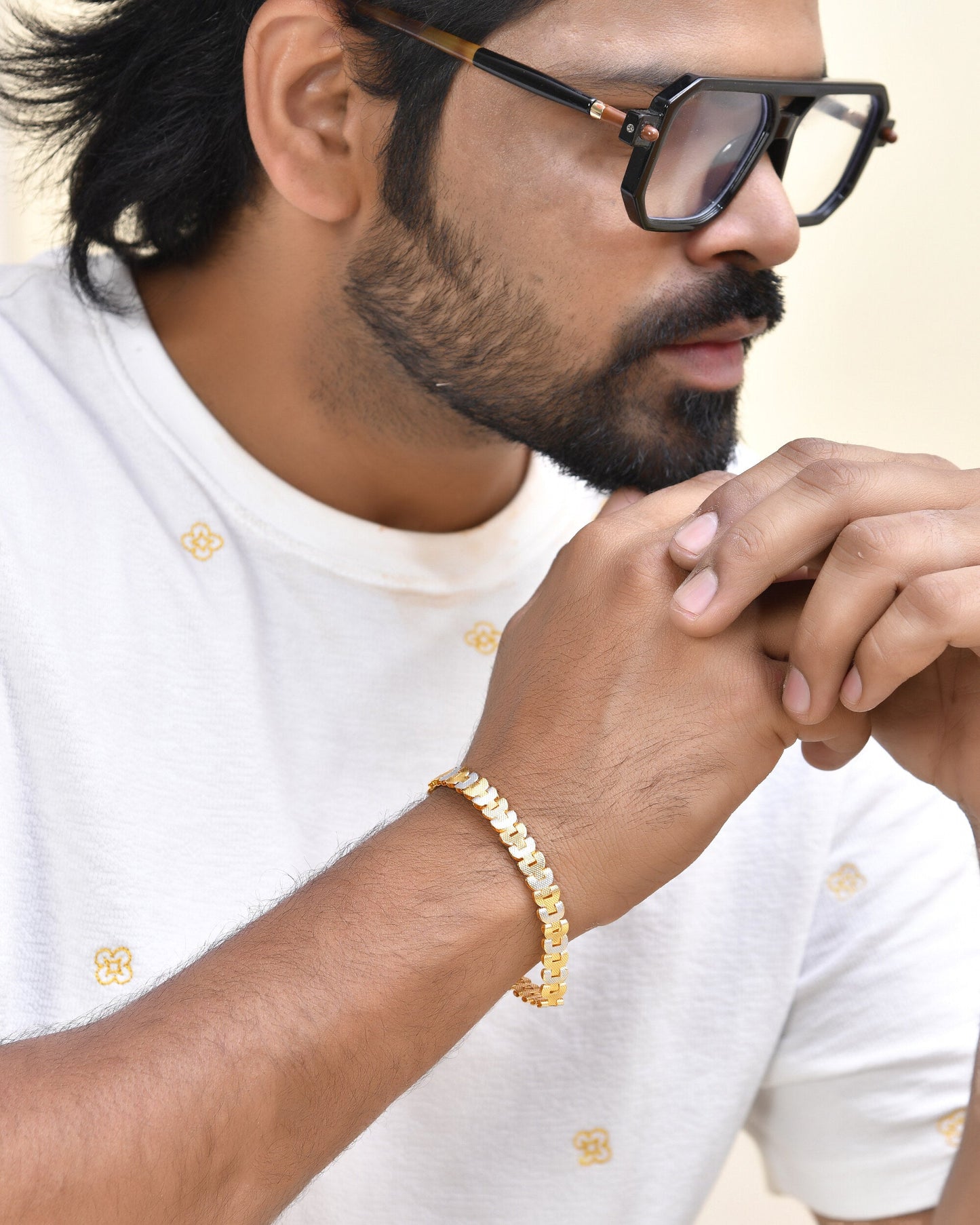 Jewels Nest Stylish Two-Tone Gold-Polished Bracelet - Swadesiicart