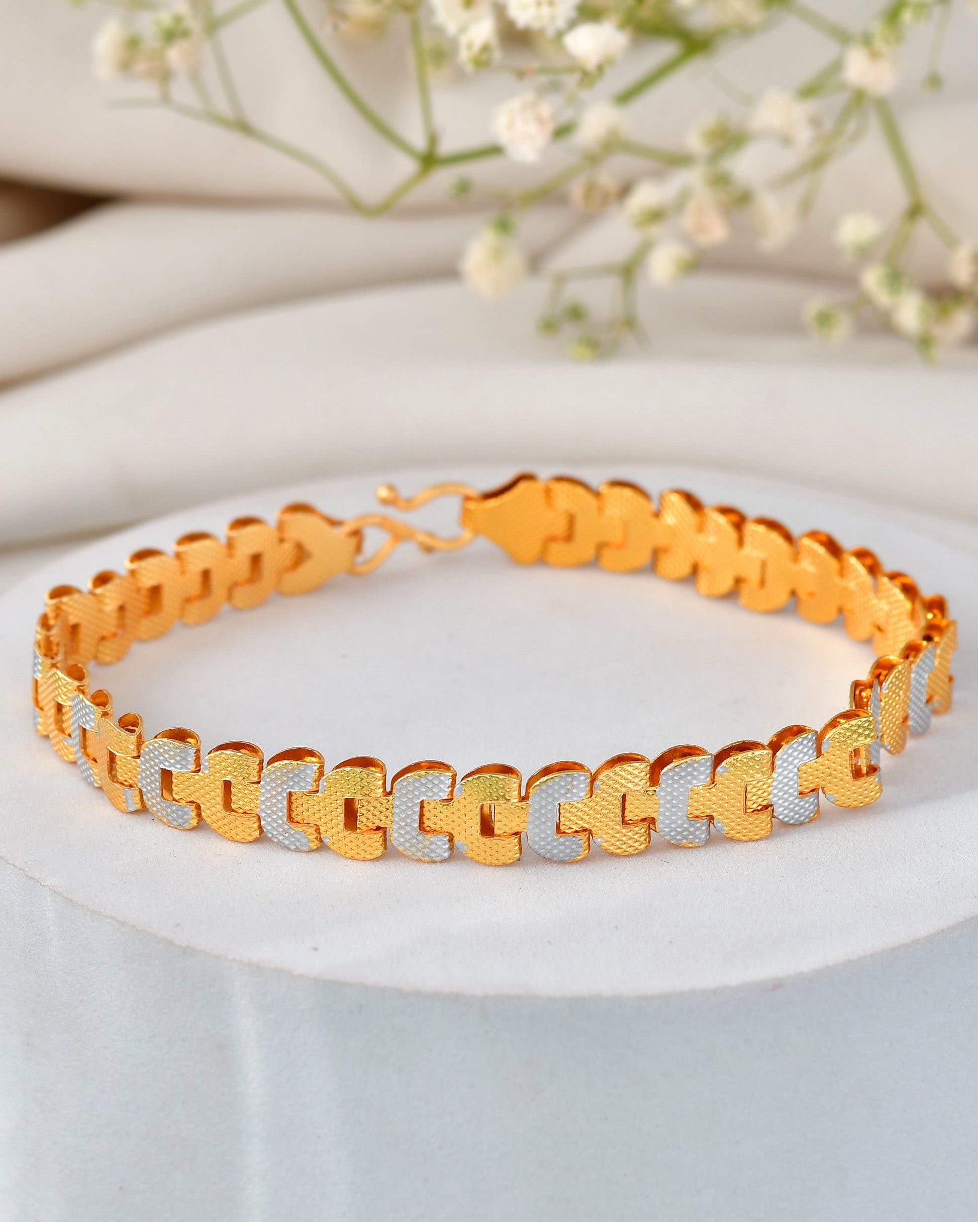 Jewels Nest Stylish Two-Tone Gold-Polished Bracelet - Swadesiicart