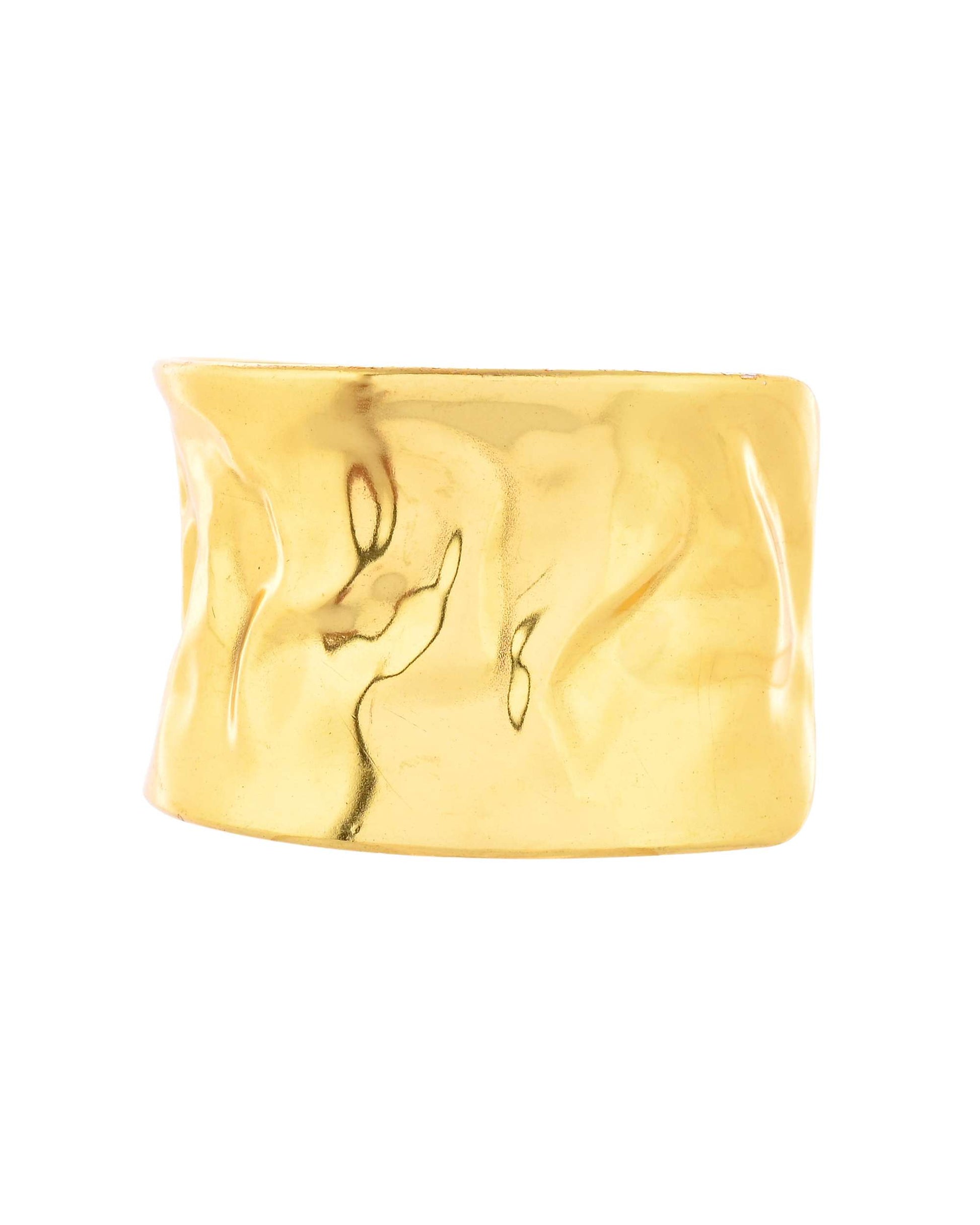 Jewels Nest Ripple Texture Wide Gold Cuff Bracelet - Swadesiicart