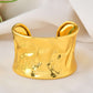 Jewels Nest Ripple Texture Wide Gold Cuff Bracelet - Swadesiicart
