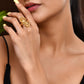 Jewels Nest Gold-Plated Textured Triple-Layer Adjustable Finger Ring | Anti-Tarnish Geometric Statement Ring for Women - Swadesiicart