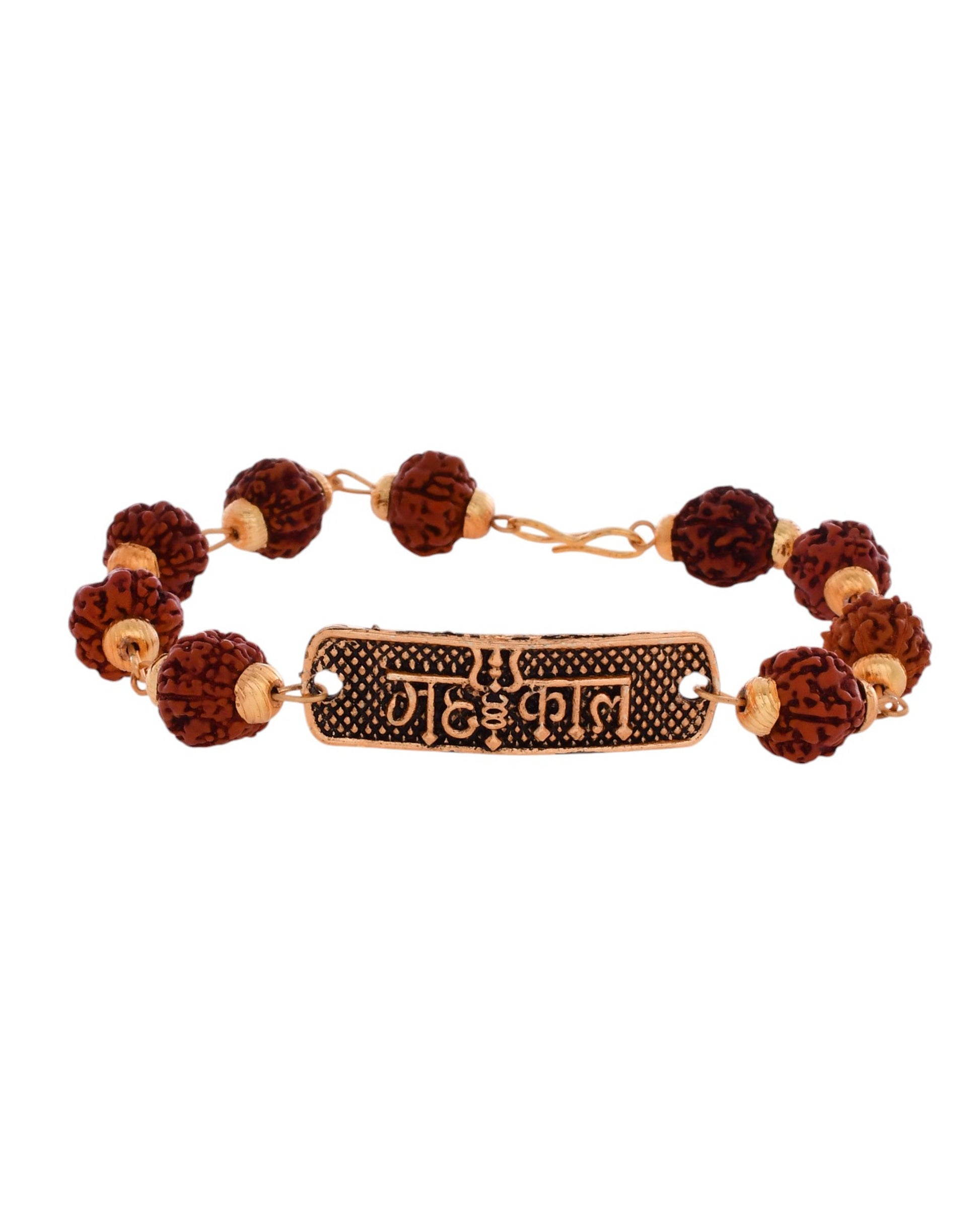 Jewels Nest Spiritual Rudraksha & Gold-Polished Bracelet - Swadesiicart