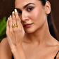 Jewels Nest Gold-Plated Spiral Dome Adjustable Finger Ring | Anti-Tarnish Modern Coil Design for Women - Swadesiicart