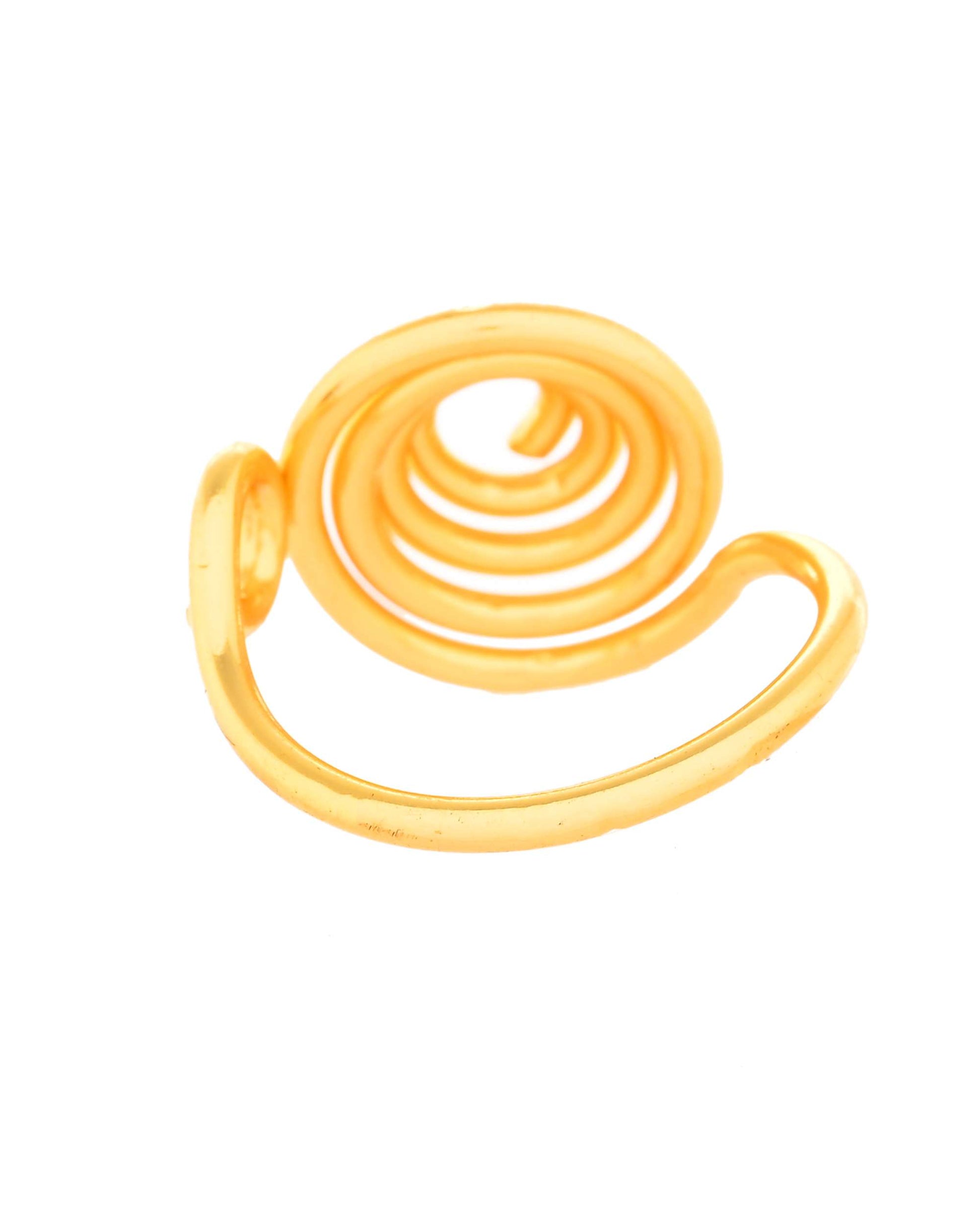 Jewels Nest Gold-Plated Spiral Dome Adjustable Finger Ring | Anti-Tarnish Modern Coil Design for Women - Swadesiicart