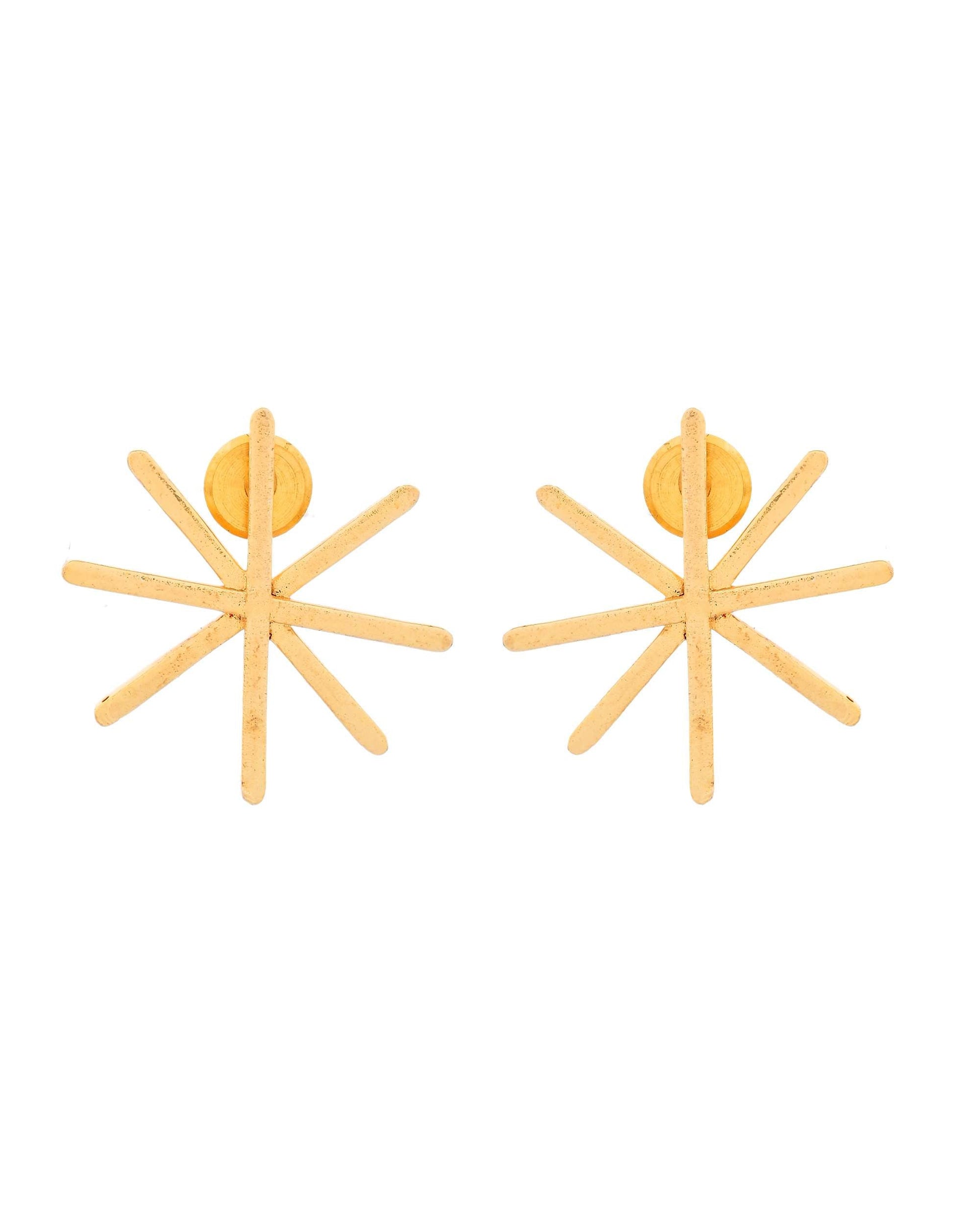 Jewels Nest Gold-Plated Statement Starburst Stud Earrings | Anti-Tarnish Bold Geometric Earwear for Women - Swadesiicart