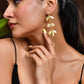 Jewels Nest Leaf & Coin Cascade Earrings | Matte Gold Long Ethnic Dangler Earrings for Women - Swadesiicart