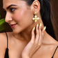 Jewels Nest Floral Bliss Drop Earrings | Elegant Matte Gold Designer Stud Danglers - Swadesiicart