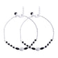 Jewels Nest Set of 2 Silver-Plated Stainless Steel Beaded Anklets with Artificial Black Stones & Floral Charms - Swadesiicart