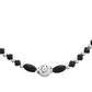 Jewels Nest Set of 2 Silver-Plated Stainless Steel Beaded Anklets with Artificial Black Stones & Floral Charms - Swadesiicart