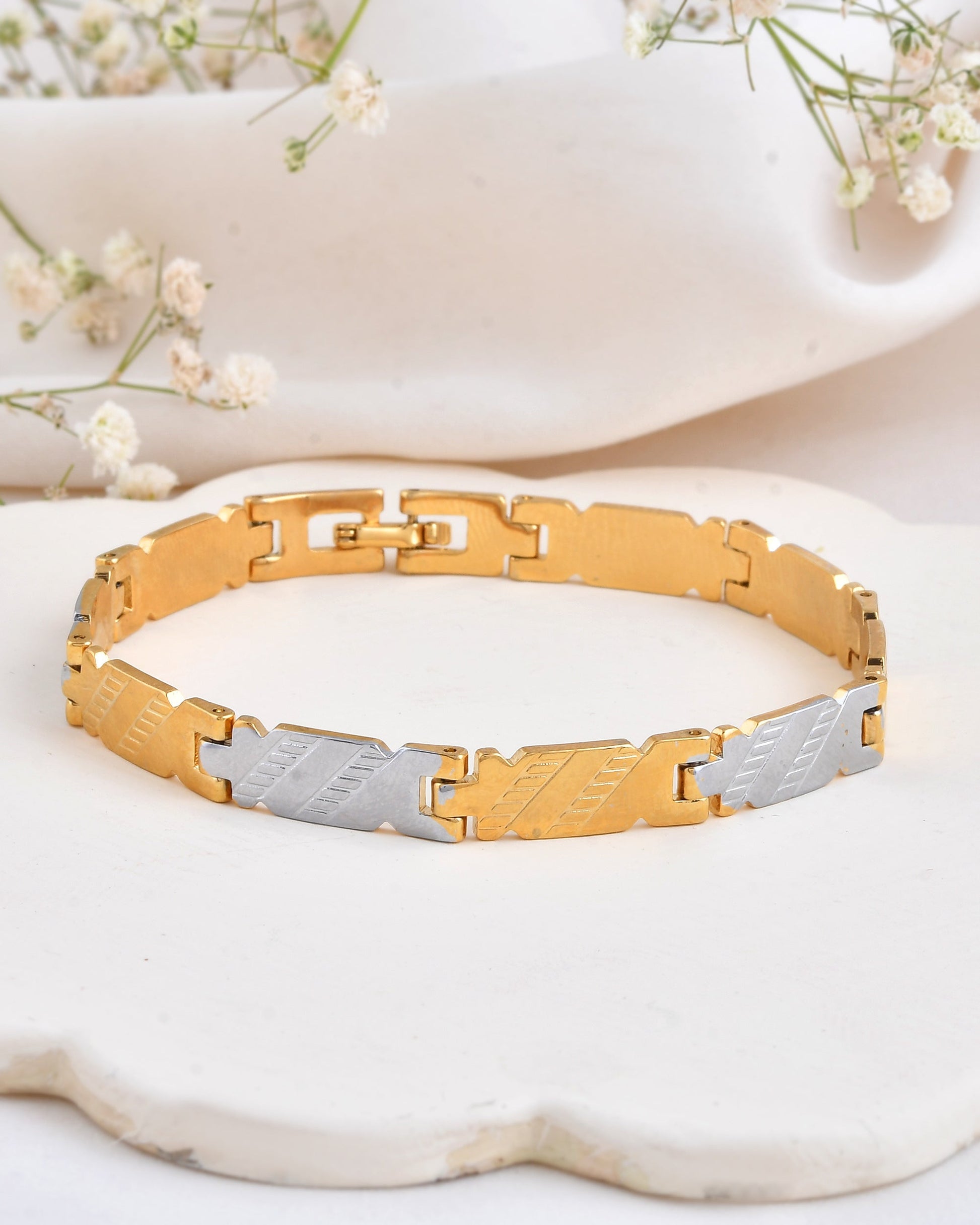 Jewels Nest Elegant Two-Tone Gold & Silver Bracelet - Swadesiicart