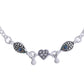Jewels Nest Set of 2 Silver-Plated Stainless Steel Evil Eye & Heart Charm Beaded Anklets - Swadesiicart