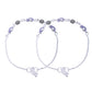 Jewels Nest Set of 2 Silver-Plated Stainless Steel Paisley & Floral Charm Anklets - Swadesiicart
