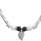 Jewels Nest Set of 2 Silver-Plated Black & White Beaded Anklets with Leaf Charm - Swadesiicart