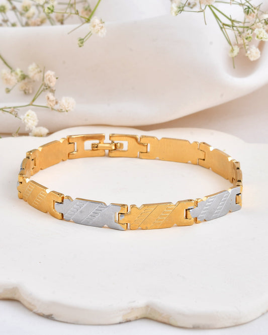 Jewels Nest Elegant Two-Tone Gold & Silver Bracelet - Swadesiicart