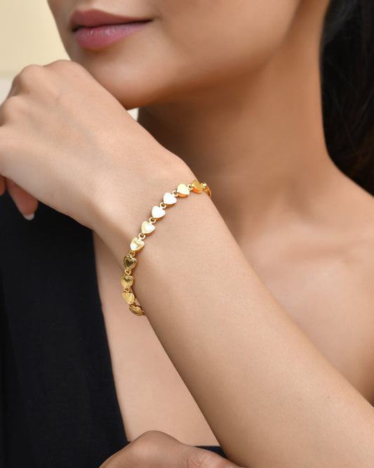 Jewels Nest Elegant Fancy Gold Bracelet with Heart-Shaped Links - Swadesiicart