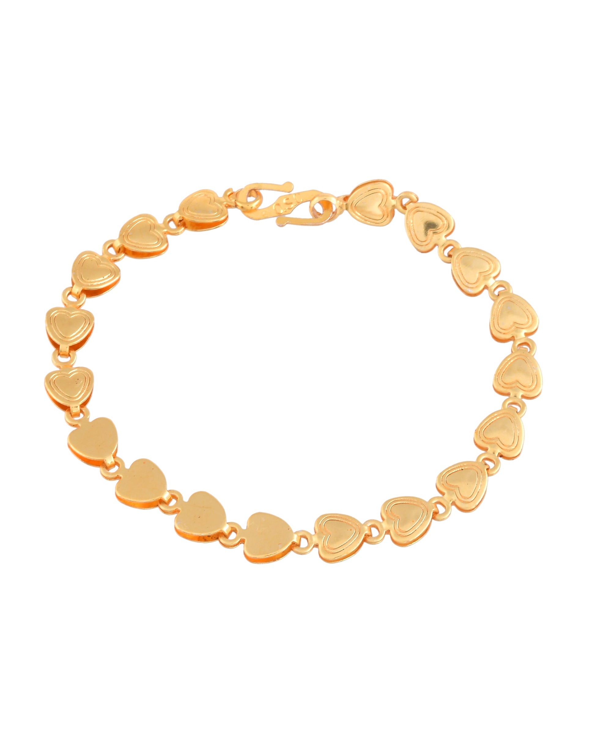 Jewels Nest Elegant Fancy Gold Bracelet with Heart-Shaped Links - Swadesiicart