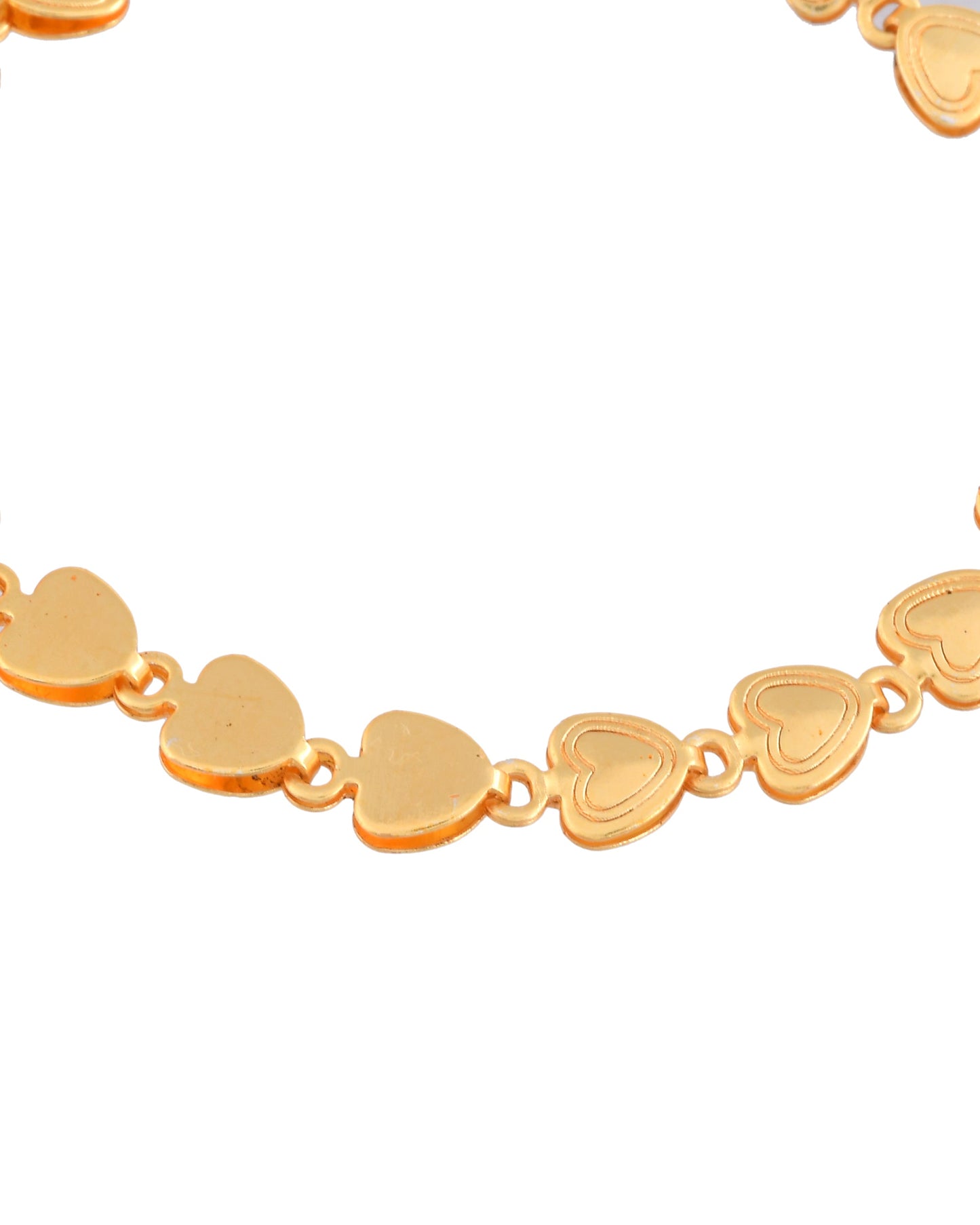 Jewels Nest Elegant Fancy Gold Bracelet with Heart-Shaped Links - Swadesiicart