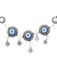 Jewels Nest Set of 2 Silver-Plated Stainless Steel Evil Eye & Stone-Studded Beaded Anklets - Swadesiicart