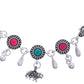 Jewels Nest Set of 2 Silver-Plated Artificial Stone Beaded Anklets with Multi-Colored Accents - Swadesiicart