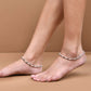 Jewels Nest Stainless Steel Silver-Tone Anklets with Leaf and Pearl Detailing - Swadesiicart