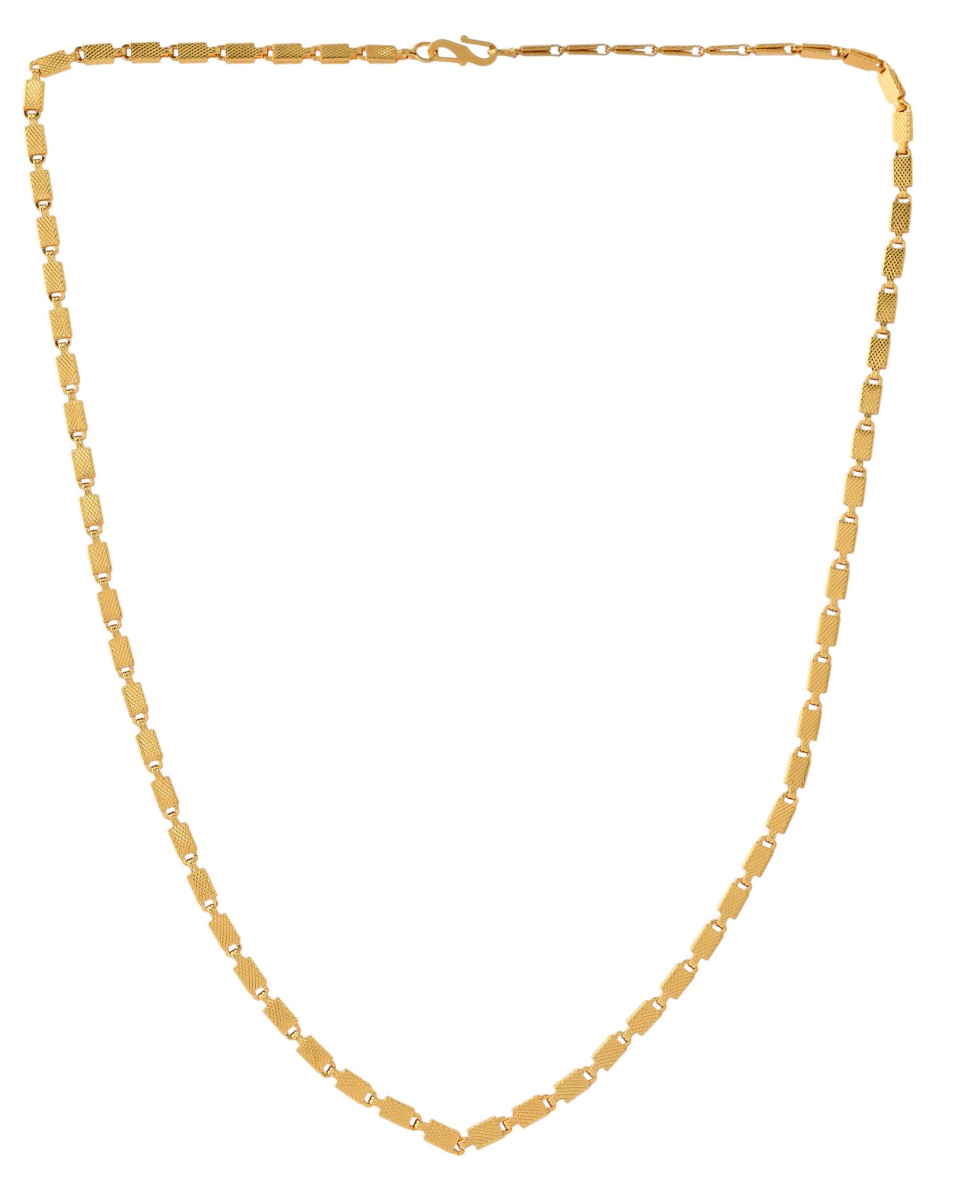Jewels Nest Men Gold-Polished Stainless Steel Self Design Biscuit Chain | Swadesiicart