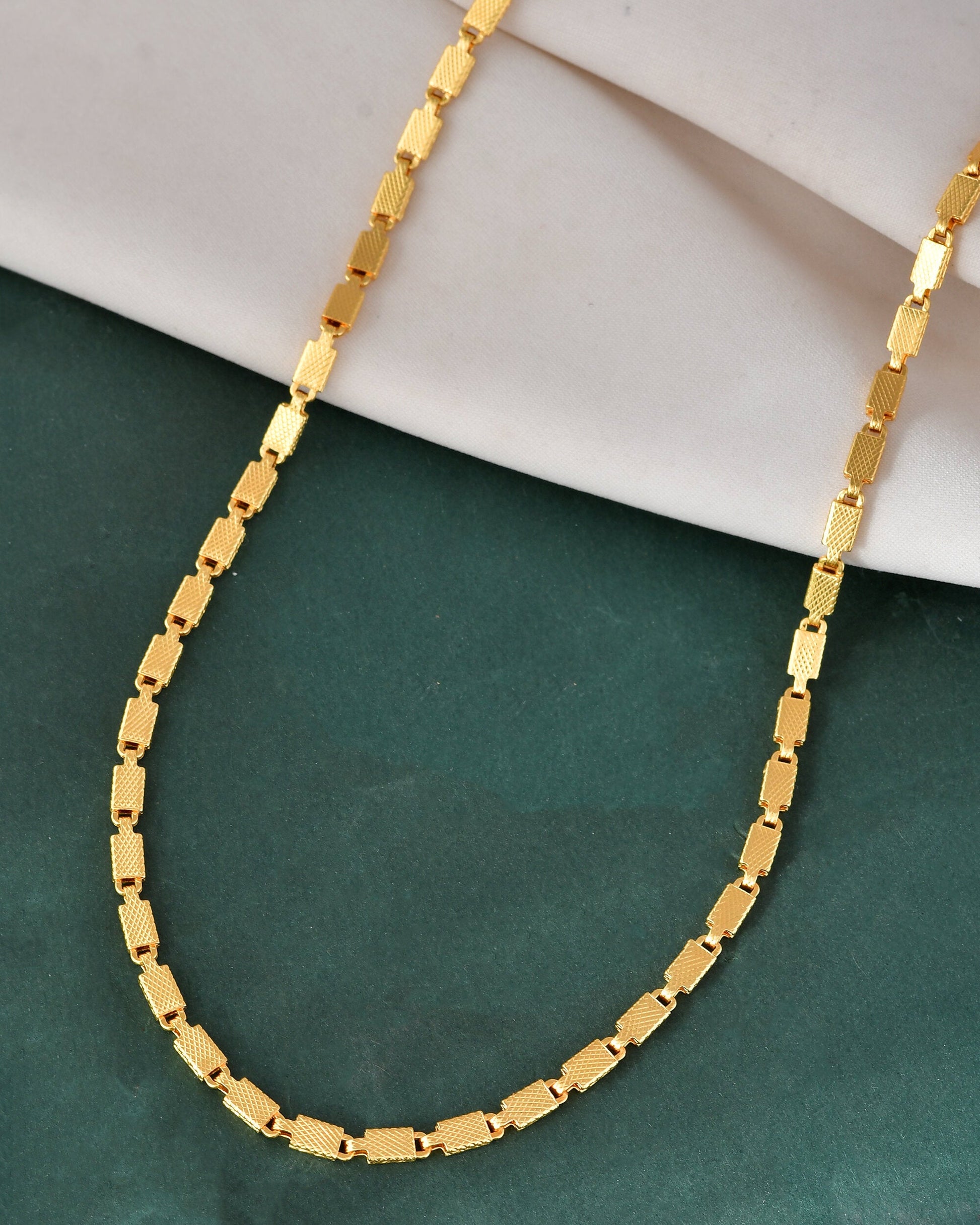Jewels Nest Men Gold-Polished Stainless Steel Self Design Biscuit Chain | Swadesiicart