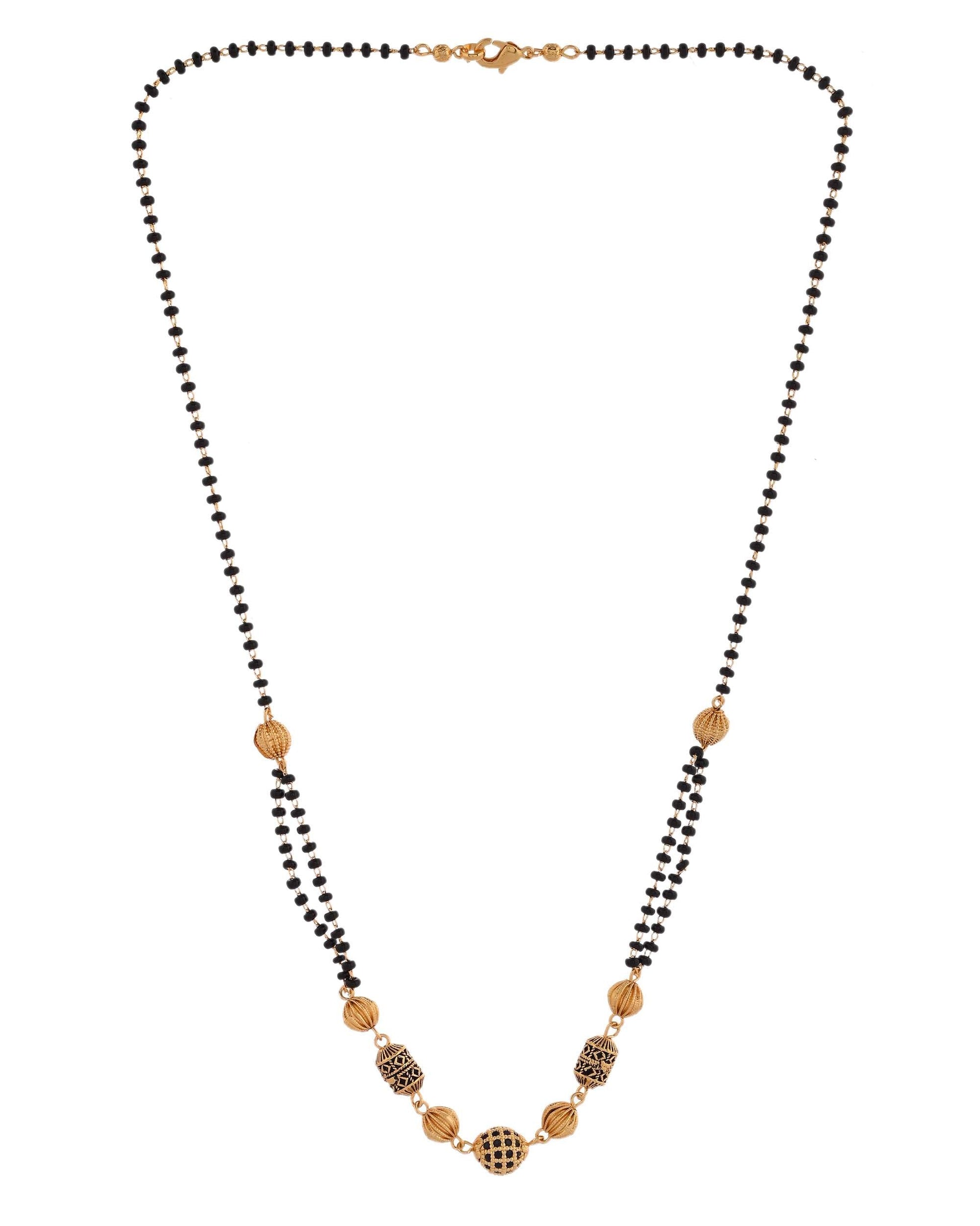 Jewels Nest Traditional Gold Bead Mangalsutra with Black Double Chain - Swadesiicart