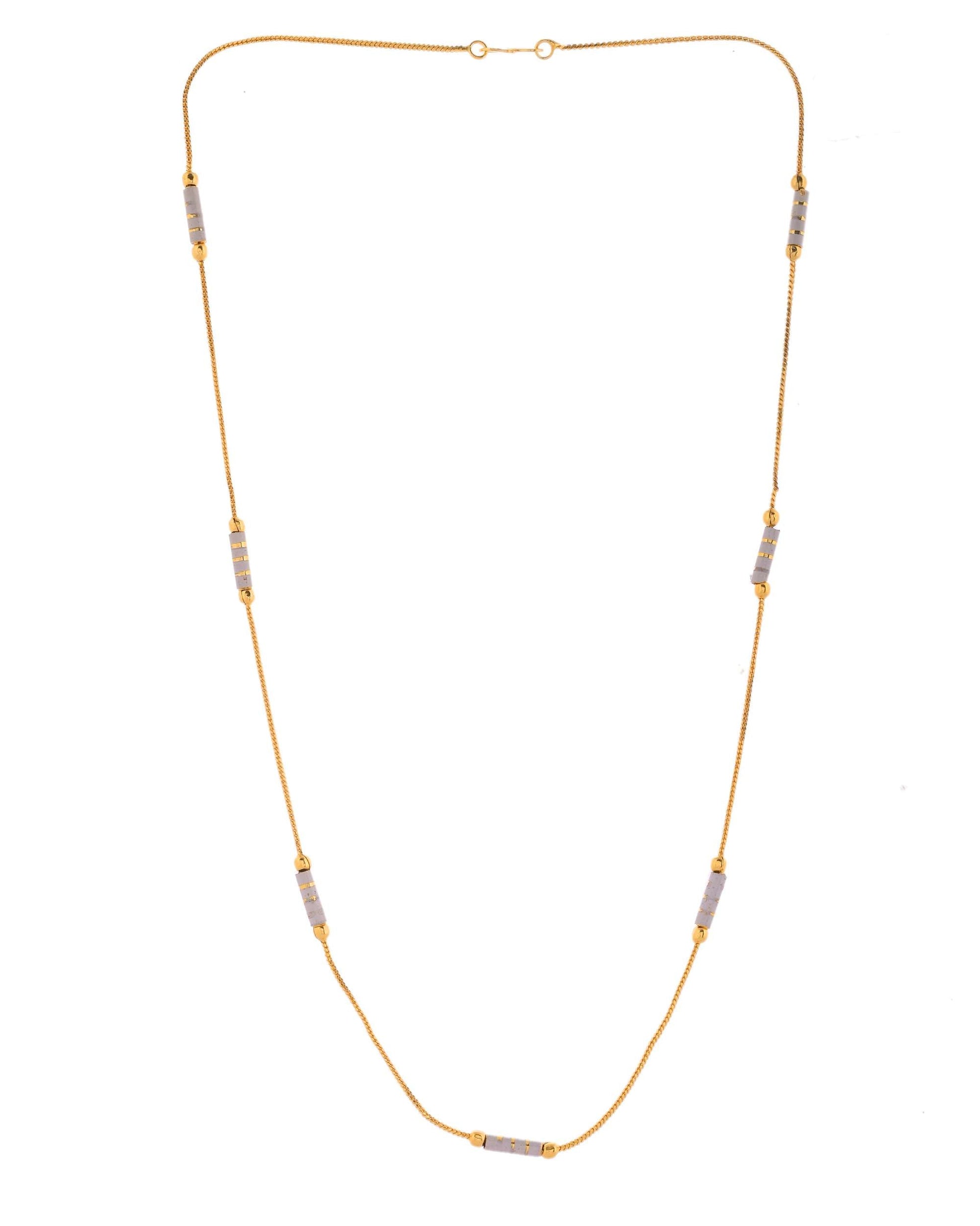 Jewels Nest Dual-Tone Cylinder Beads Gold Chain - Swadesiicart