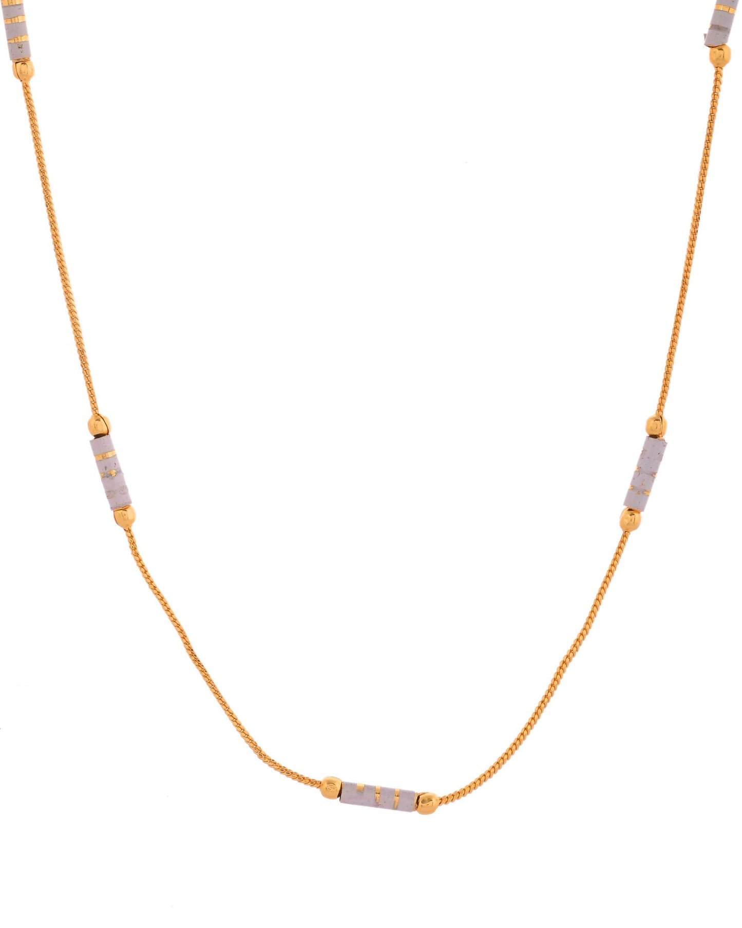Jewels Nest Dual-Tone Cylinder Beads Gold Chain - Swadesiicart