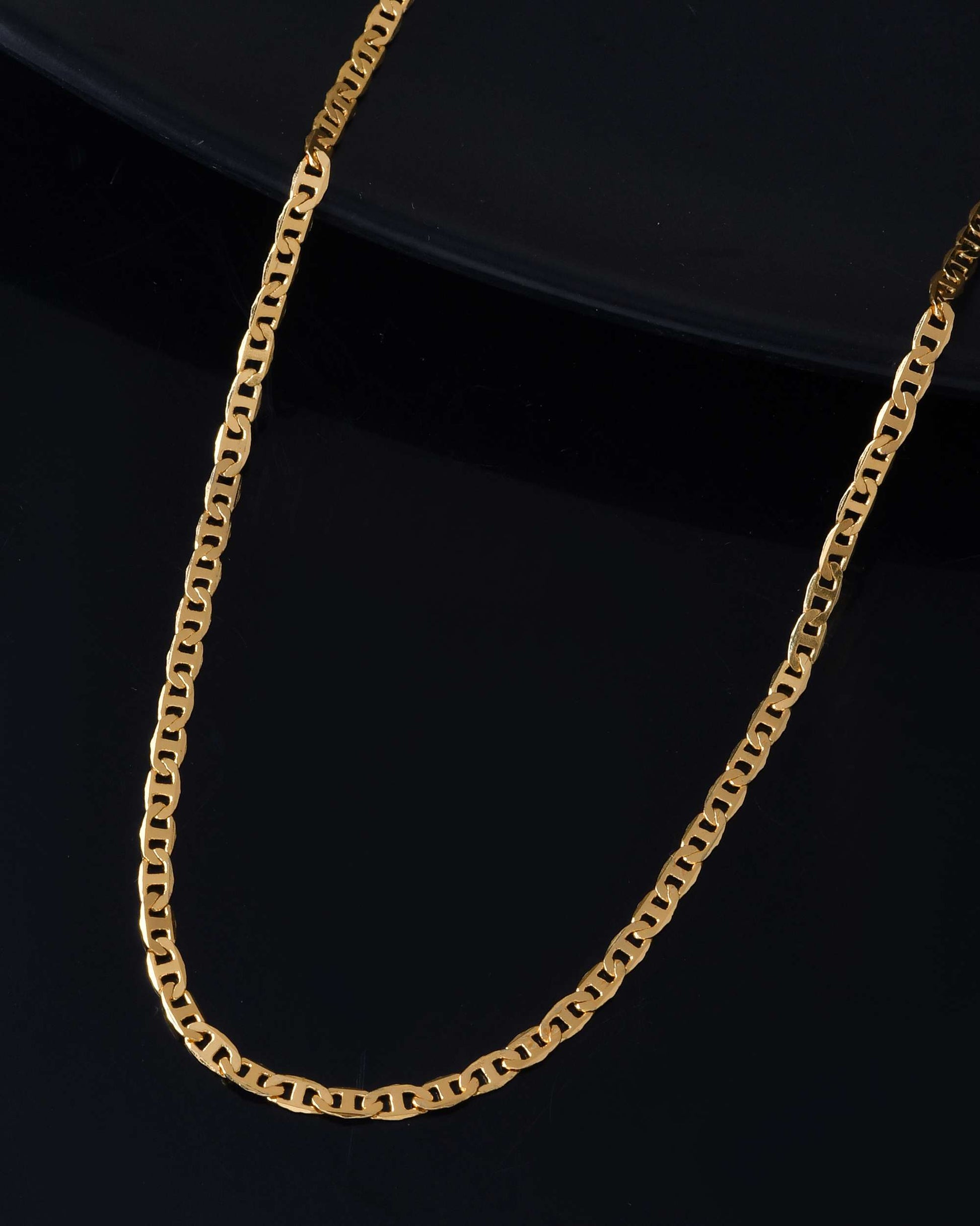 Jewels Nest Classic Glossy Gold-Tone Flat Chain for Men & Women - Swadesiicart