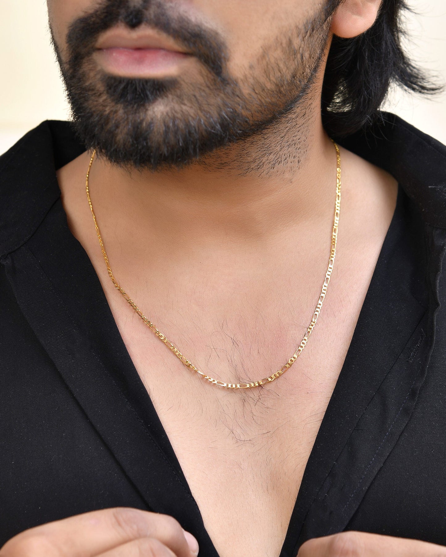 Jewels Nest Men’s Gold-Polished Stainless Steel Figaro Chain | Swadesiicart