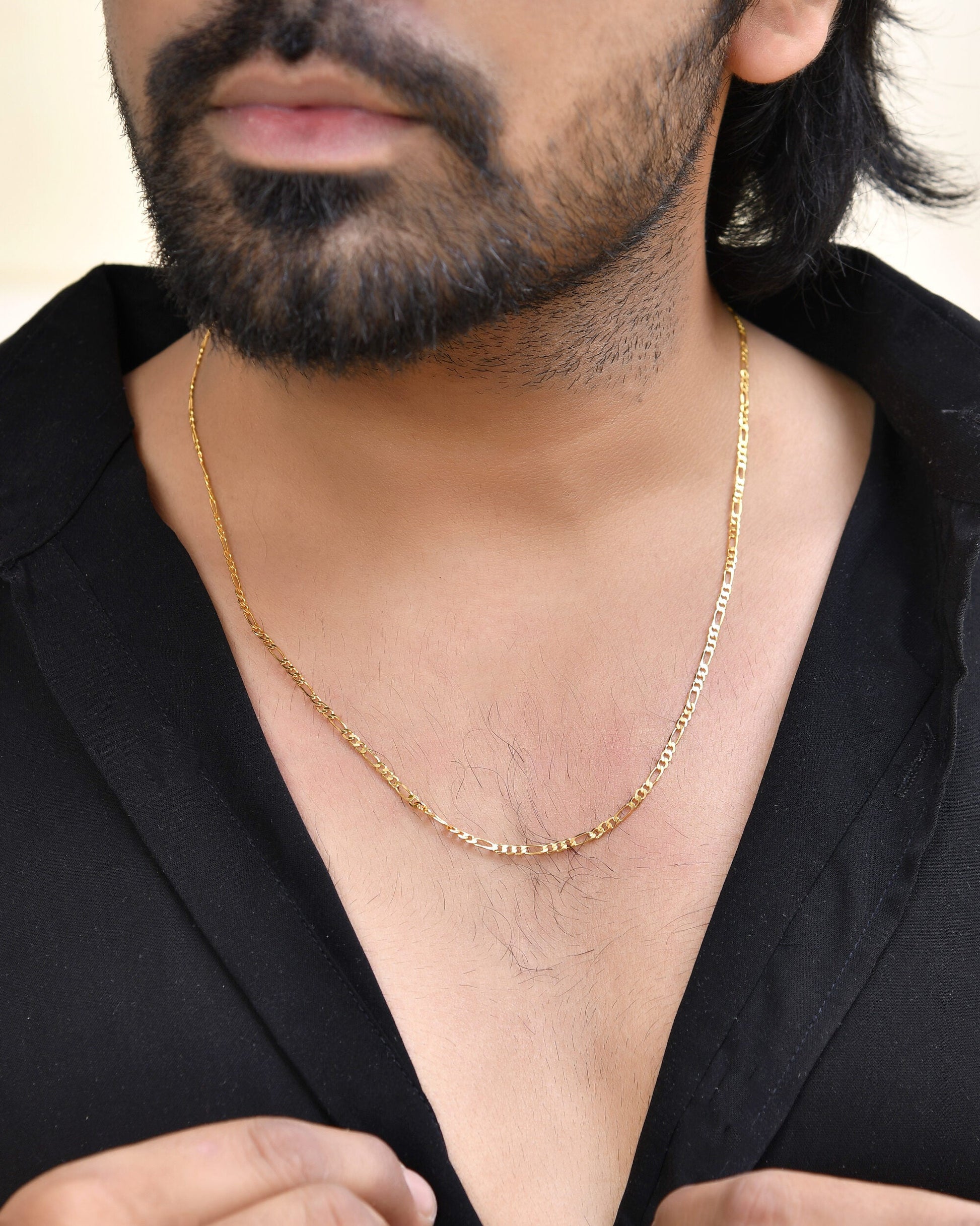 Jewels Nest Men’s Gold-Polished Stainless Steel Figaro Chain | Swadesiicart