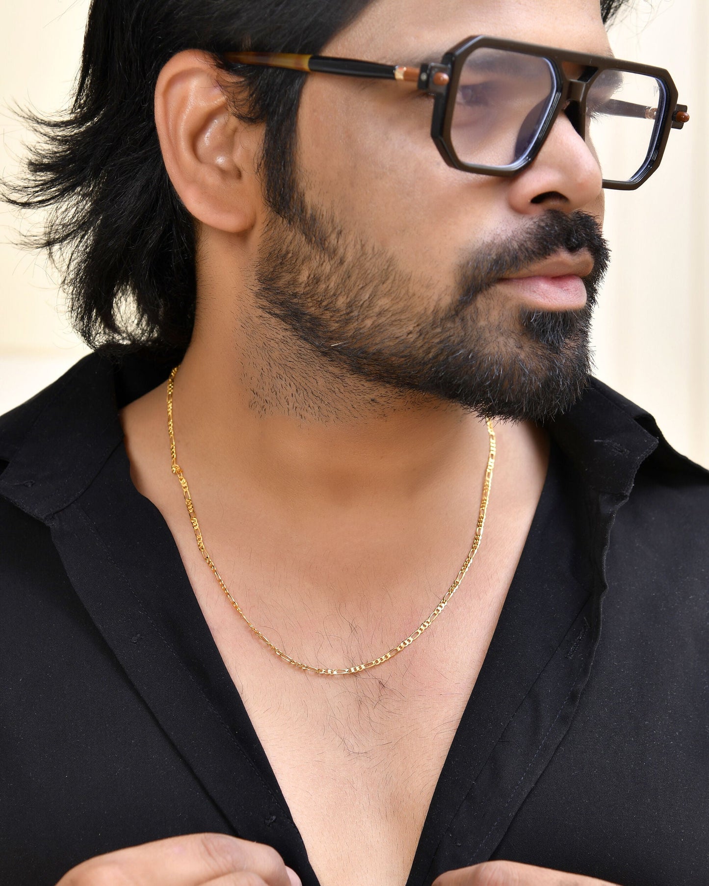 Jewels Nest Men’s Gold-Polished Stainless Steel Figaro Chain | Swadesiicart