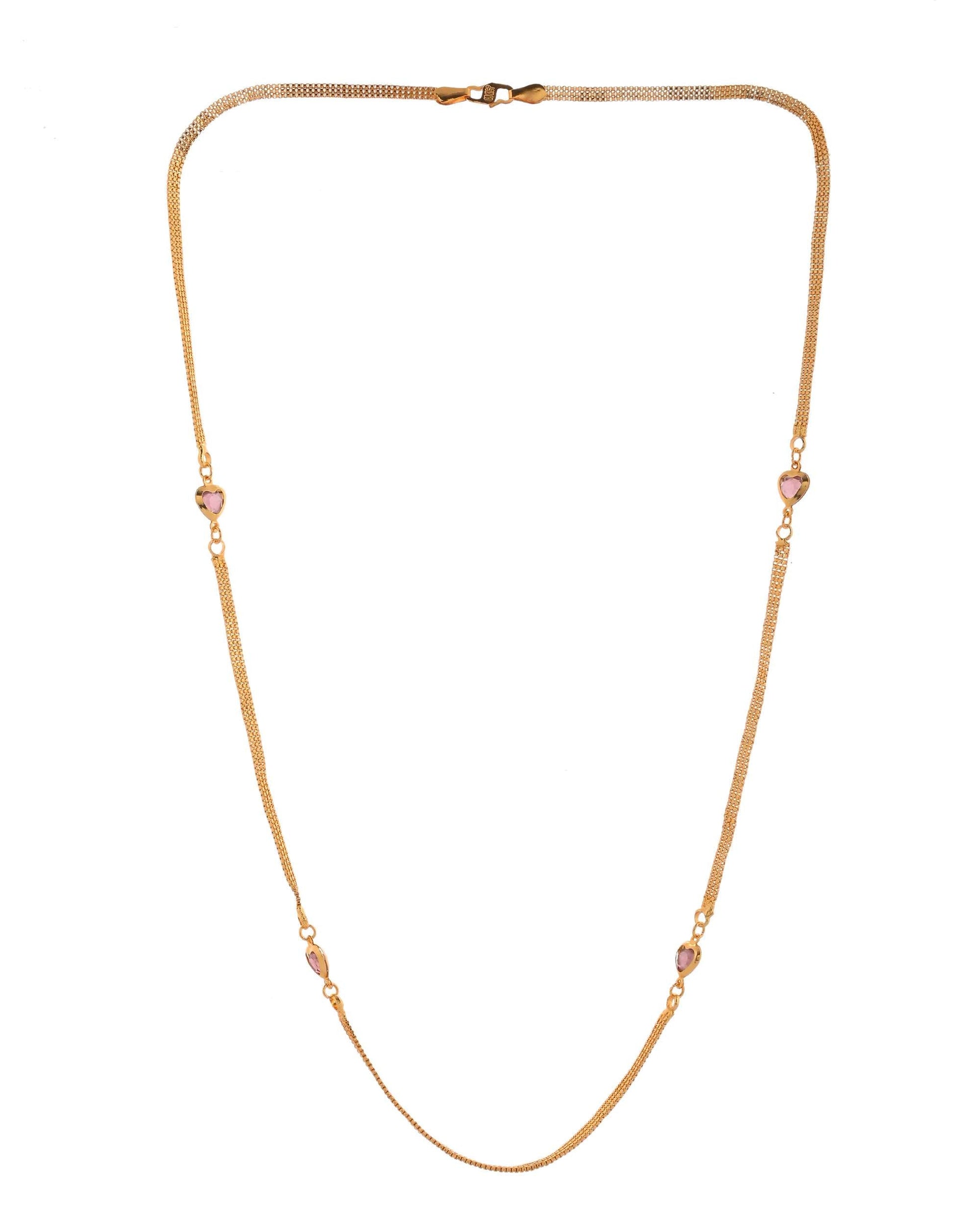 Jewels Nest Gold Plated Chain with Purple Heart Charms – Romantic Design - Swadesiicart