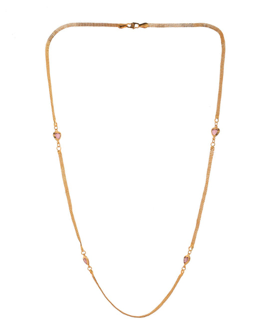 Jewels Nest Gold Plated Chain with Purple Heart Charms – Romantic Design - Swadesiicart