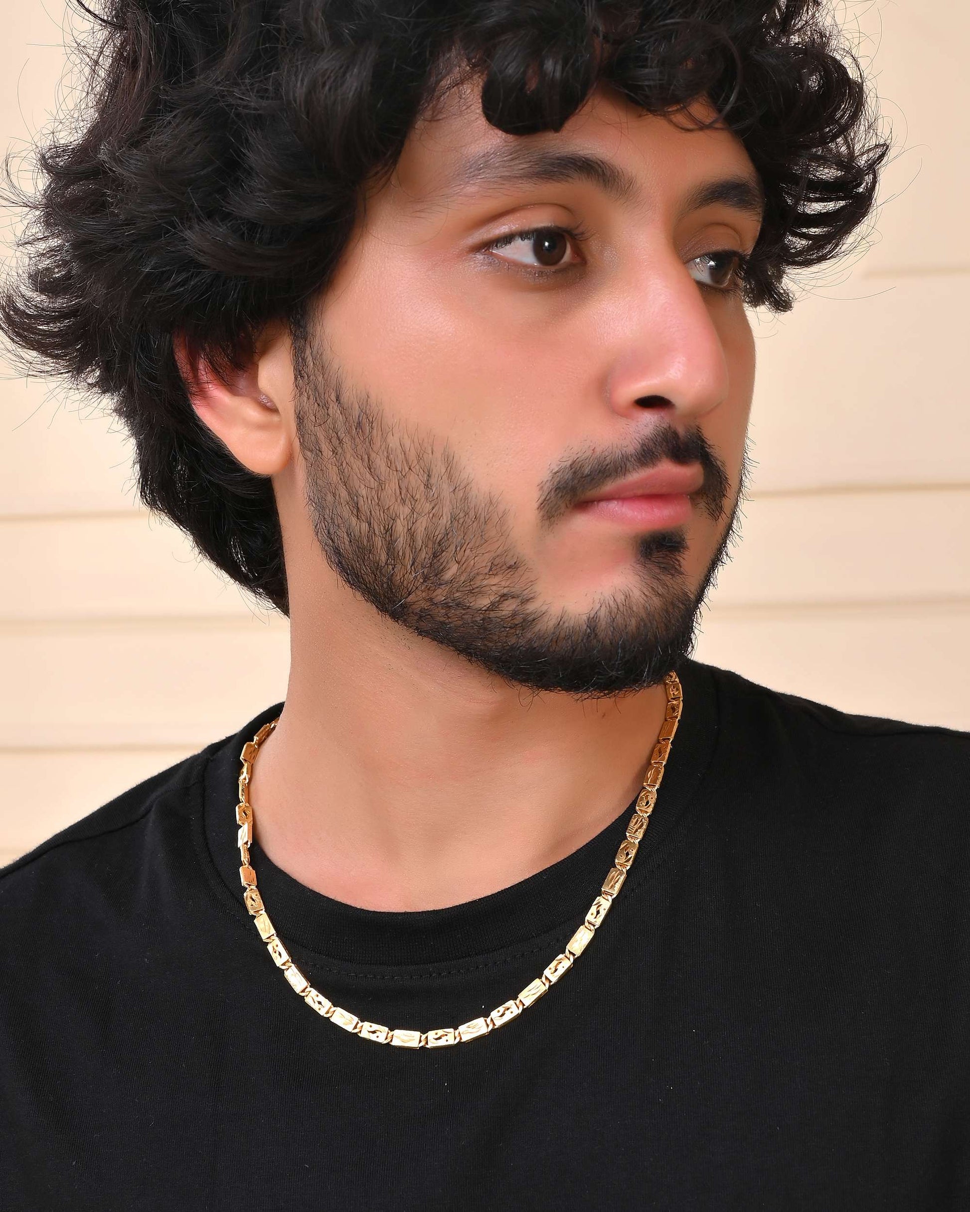 Jewels Nest Golden Geometric Link Chain for Men & Women – Classy Look - Swadesiicart