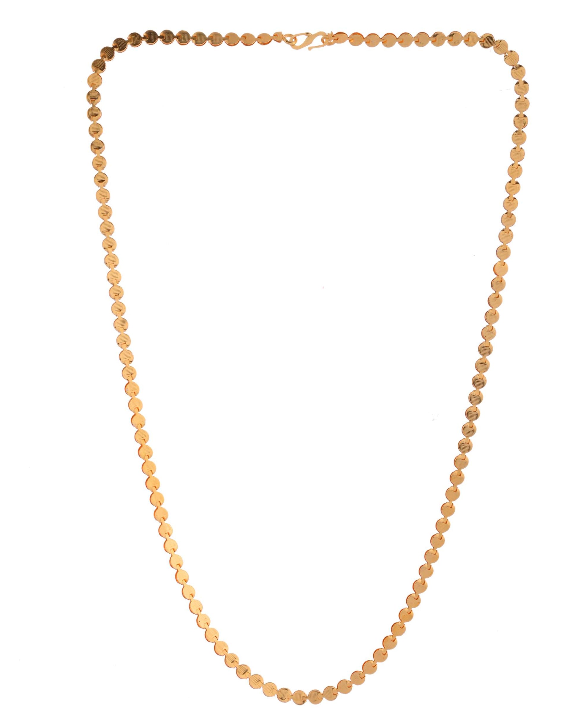 Jewels Nest Flat Coin-Link Chain in Gold Finish – Unisex Minimalist Jewelry - Swadesiicart