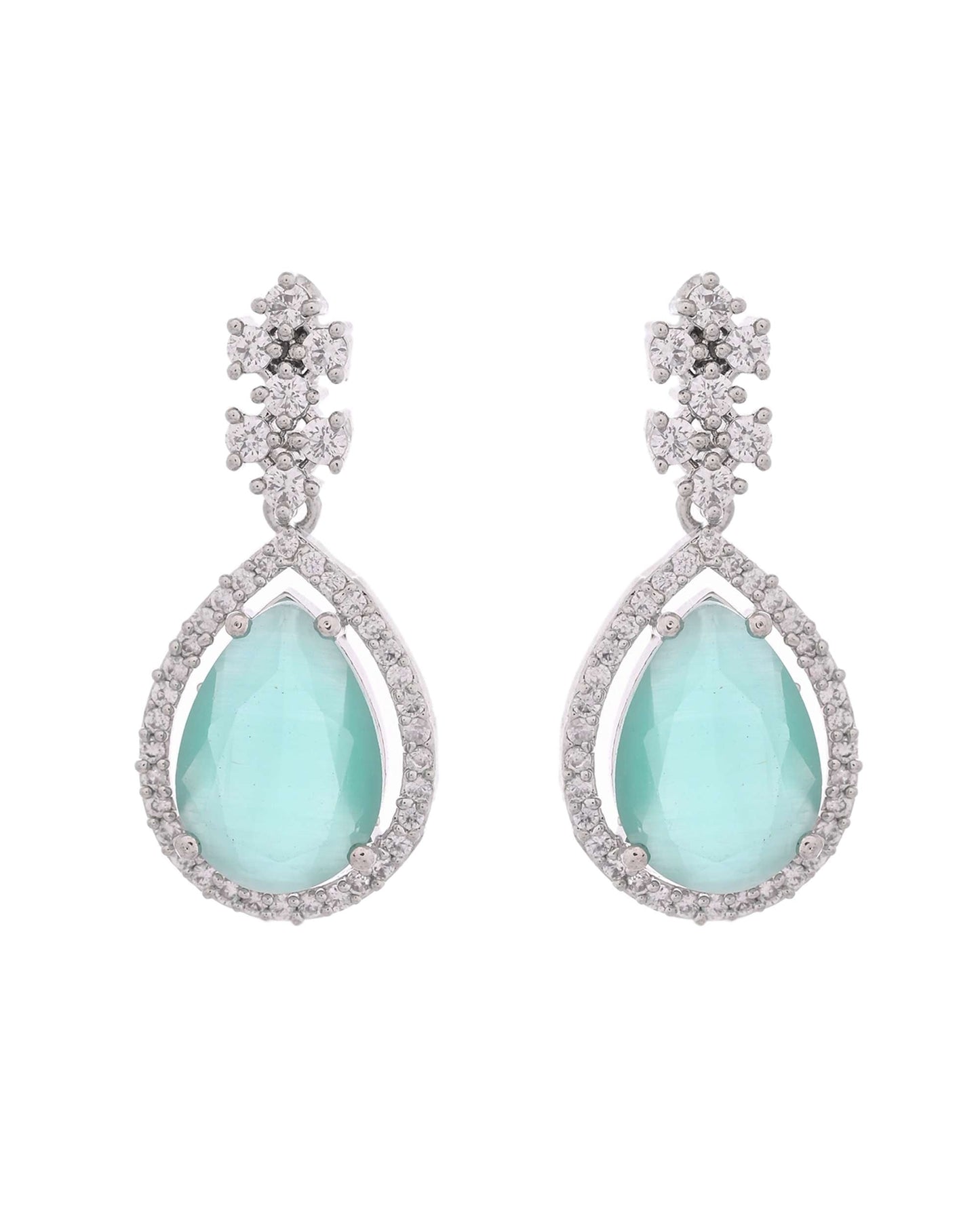 Jewels Nest Silver-Plated American Diamond & Cubic Zirconia Studded Jewellery Set - Swadesiicart