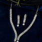 Jewels Nest Silver-Plated American Diamond Necklace Set with Teardrop CZ Stones - Swadesiicart