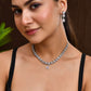Jewels Nest Floral Design American Diamond Necklace Set with Pink Stone Drops - Swadesiicart