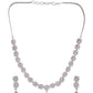 Jewels Nest Floral Design American Diamond Necklace Set with Pink Stone Drops - Swadesiicart