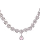 Jewels Nest Floral Design American Diamond Necklace Set with Pink Stone Drops - Swadesiicart